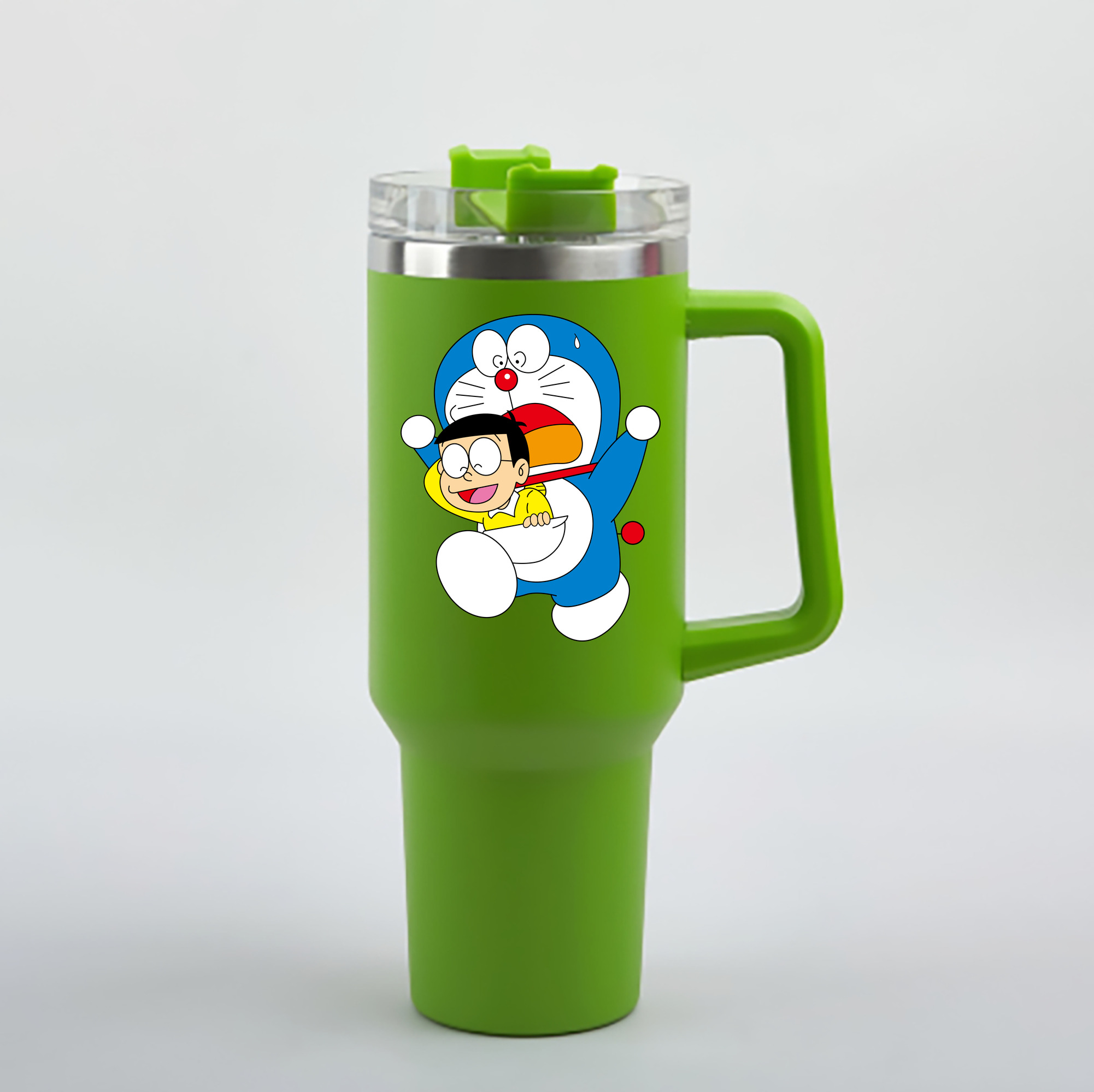 （画像用） ドラえもん Doraemon 1200mL車用タンブラー - クリスタルステッカー（プラスチックストロー付き）